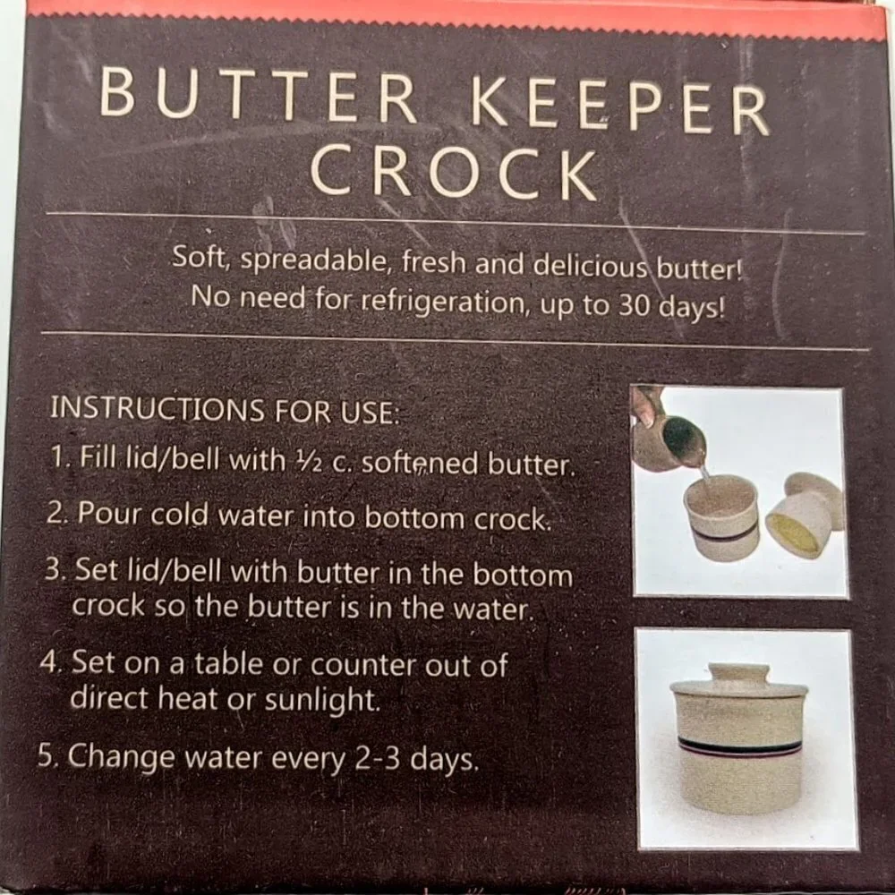 Roots & Harvest Butter Keeper Stoneware Crock NIB
